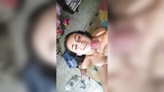 Cumshots: Covered this slut’s face full of cum #3