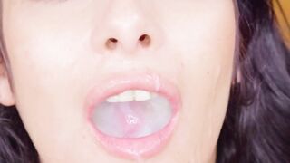 Cumsluts: Slow motion swallow #3