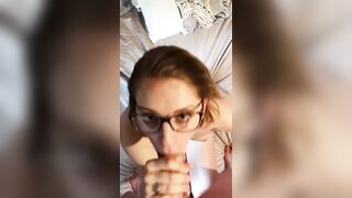 No wonder she sees cum everywhere