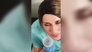 Cumsluts: Hot nurse taking a sperm sample gets a big surprise #2