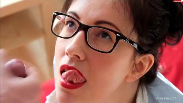 Sexy secretary is hungry for the white stuff
