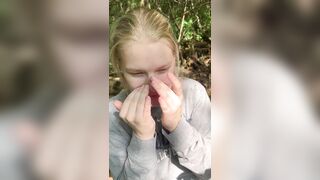 Cumsluts: Can you tell how much I love it? Cleaning up after getting facefucked on the trail.. #2