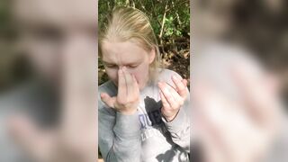 Cumsluts: Can you tell how much I love it? Cleaning up after getting facefucked on the trail.. #3