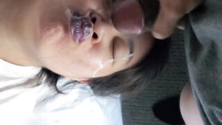 Cumsluts: Huge thick facial load for her eyes  watcha think? #3