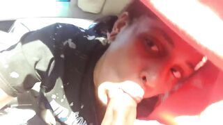 Ebony Cum: Doja Cat sister blowing dick in the whip #1