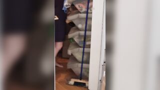 Hubby's busty little spunk bucket sucks on command