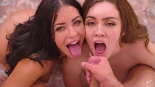 Making out covered in cum