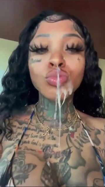 Thick load on her face