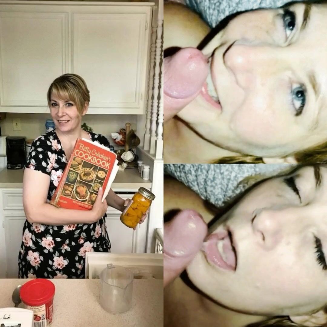 Milf before and after cum on her tongue