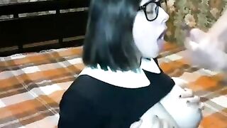 Hot Babe Takes Cum on Her Tits