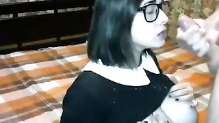 Cumshots: Hot Babe Takes Cum on Her Tits #4