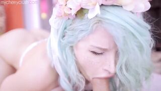 Cumshots: Blue haired cutie wants his cum #2