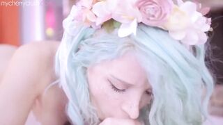 Cumshots: Blue haired cutie wants his cum #4